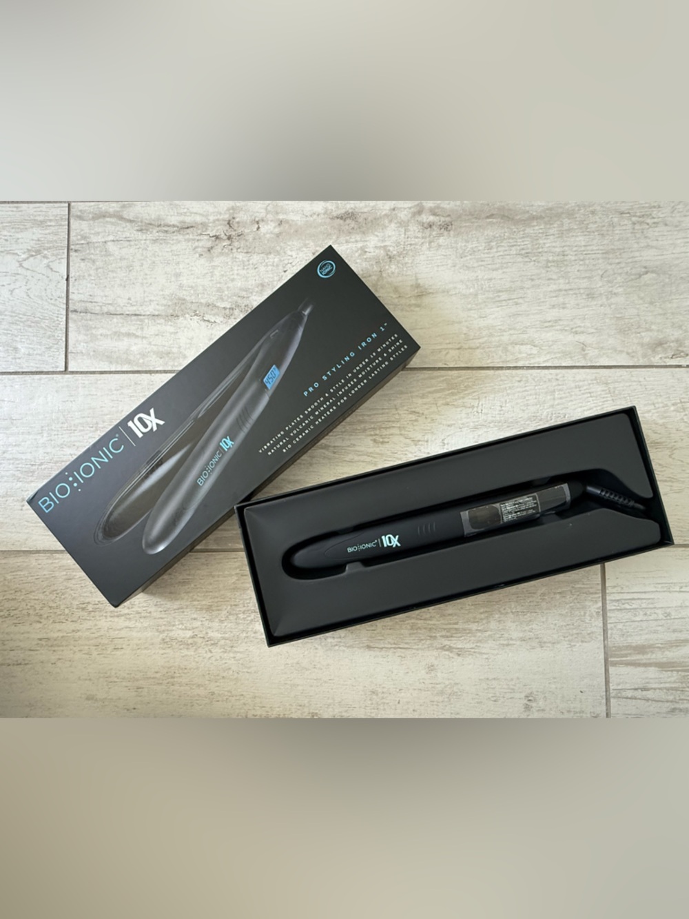 Bio Ionic 10X Black 1” Styling Iron Straightener New in Box Moisturizing Heat